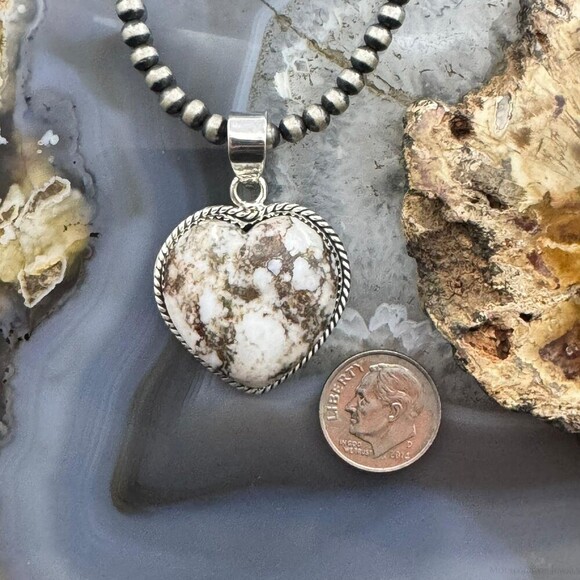 Sterling Silver Southwestern Style Wild Horse Heart Shape Pendant For Women - Picture 8 of 10